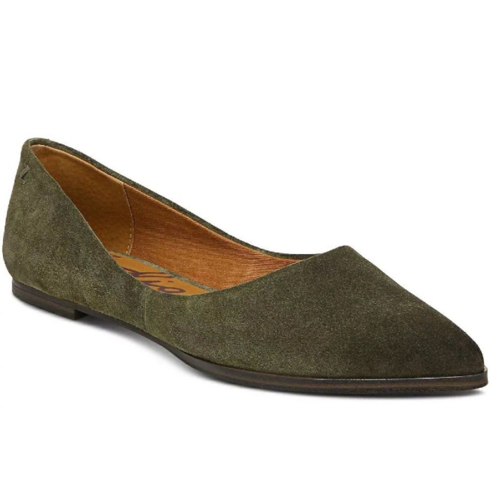 Zodiac Hill Pointy Toe Flat in Dark Olive